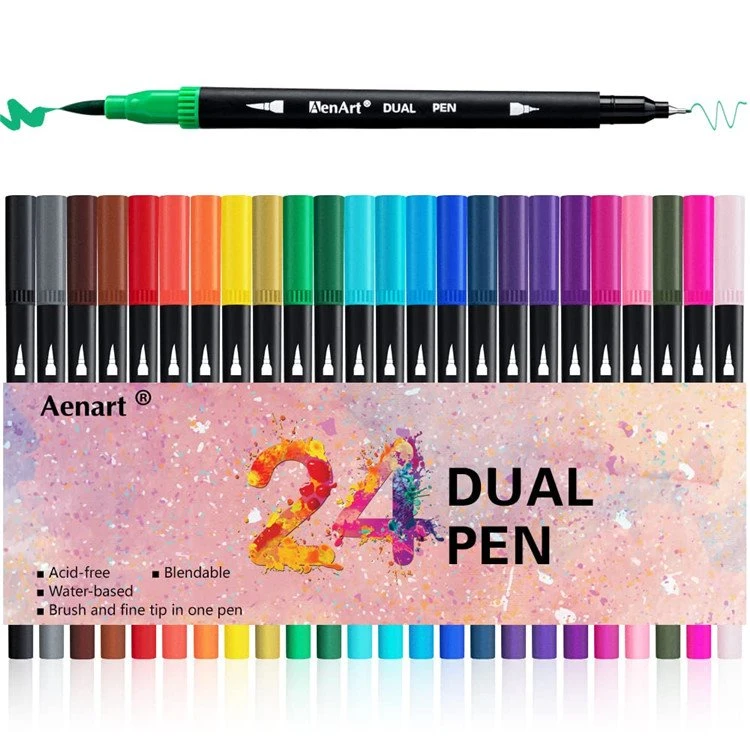 24 Pinen Kkuluriti Planner Ġurnal Marker Fine Point