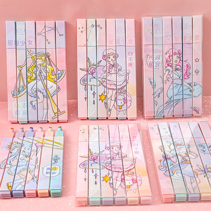 6pcs Kostellazzjoni Highlighters Pastel Ħelu