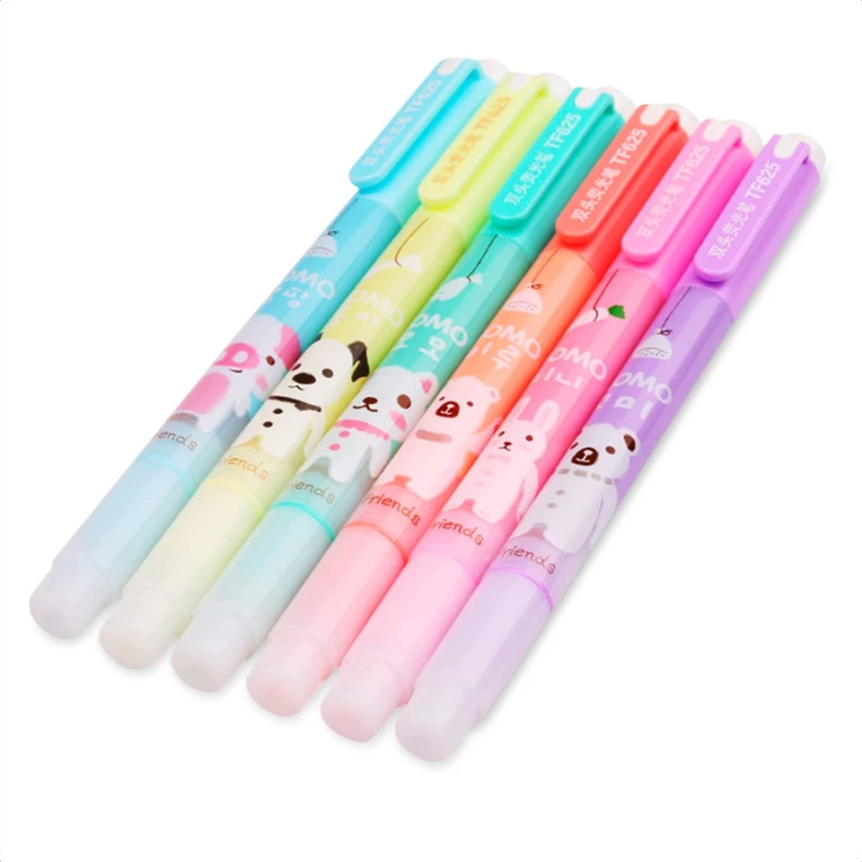 6Pcs Doppju Tips Highlighter Marker Set