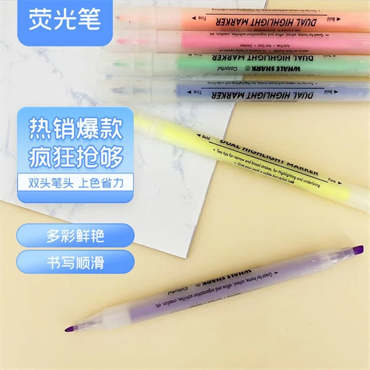 6pcs Set Kuluri Ħfief Double Tip Highlighter